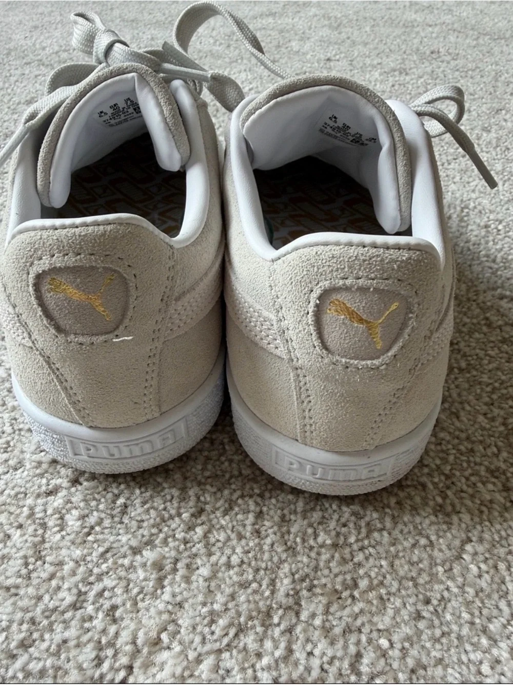 Puma Suede Sneakers in Beige with Gold Logo